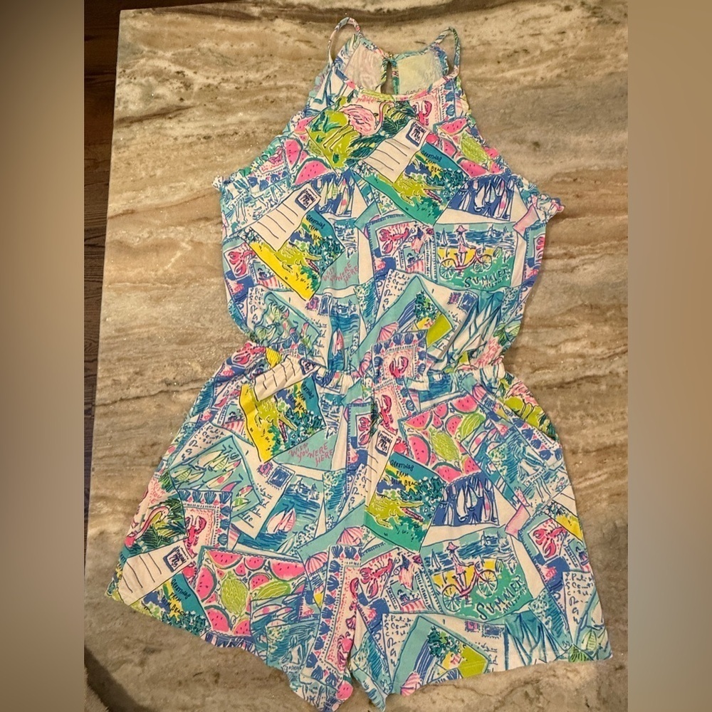 Women’s LILLY PULITZER Dayley Romper Pop Up Wish You Were Here- Size XS - Picture 4 of 9